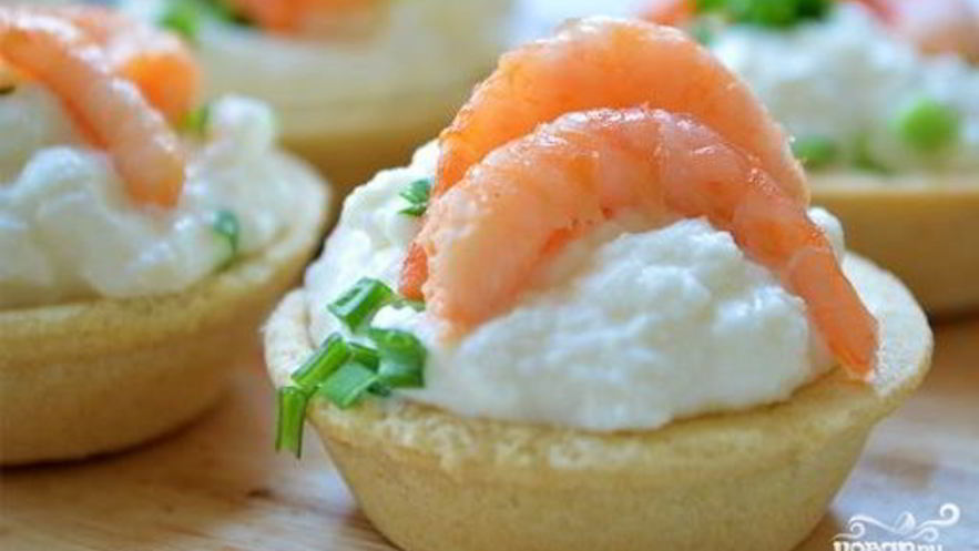 Рецепт тарталеток с креветками и сыром