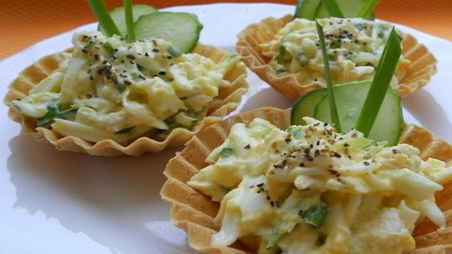 Рецепт тарталеток с курицей и огурцом