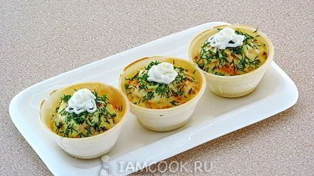 Рецепт тарталеток с палтусом и овощами