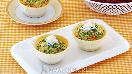 Рецепт тарталеток с палтусом и овощами