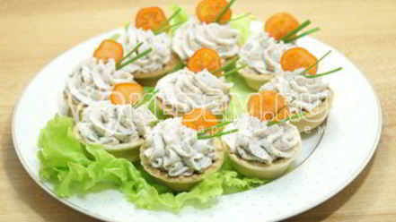 Рецепт тарталеток с паштетом из крабового мяса