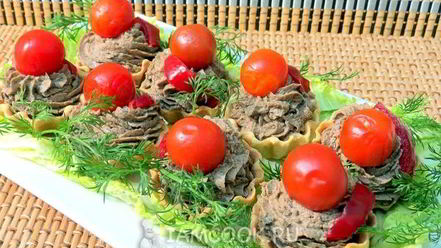 Рецепт тарталеток с печеночно-грибной начинкой