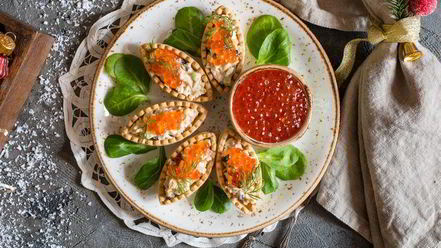 Рецепт тарталеток с тунцом и красной икрой