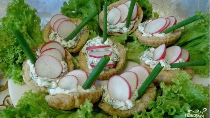 Рецепт тарталеток с творогом и зеленью