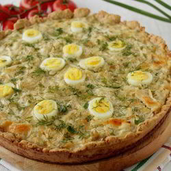 Рецепт Тарта с капустой и перепелиными яйцами