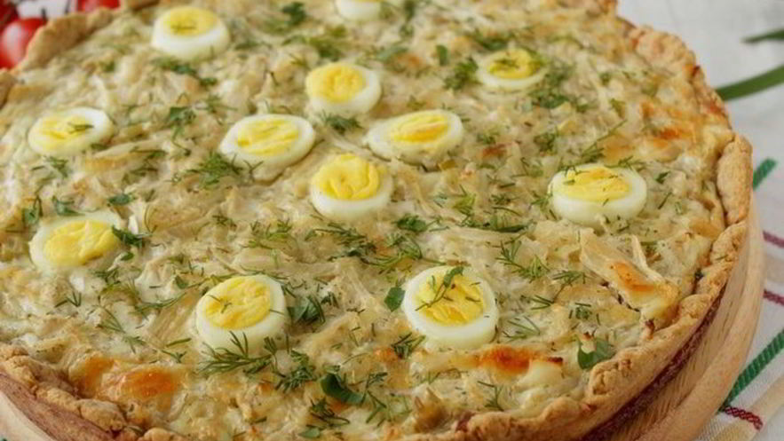 Рецепт тарта с капустой и перепелиными яйцами