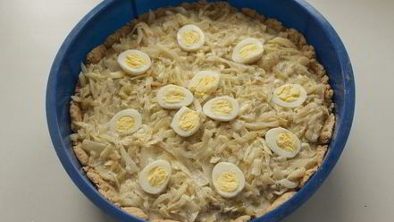 Рецепт тарта с капустой и перепелиными яйцами