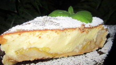 Рецепт тарта с карамелизированными фруктами и творожным пудингом