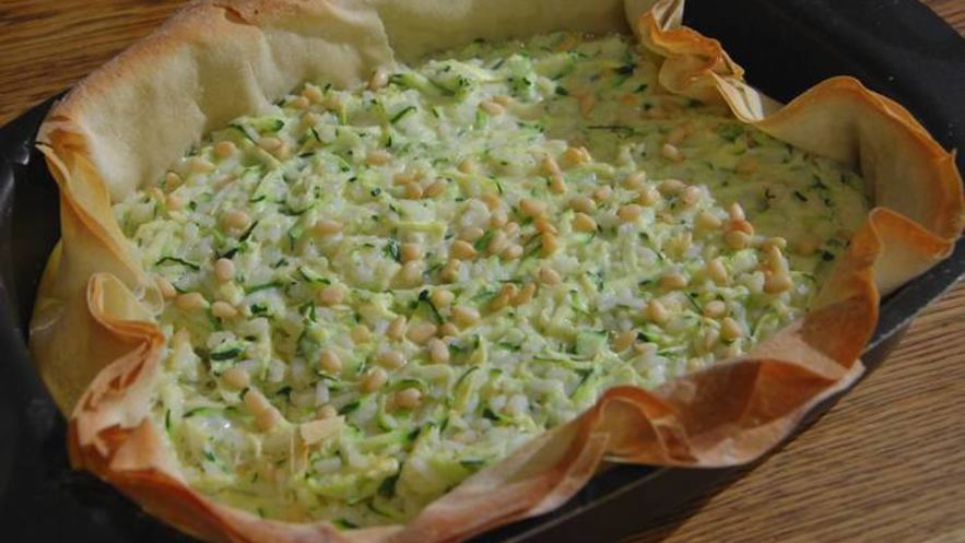 Рецепт тарта с цукини, рисом и кедровыми орешками