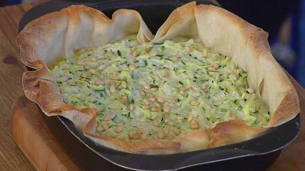 Рецепт тарта с цукини, рисом и кедровыми орешками