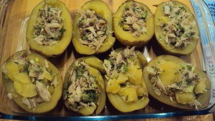 Рецепт фаршированного картофеля с глазуньей