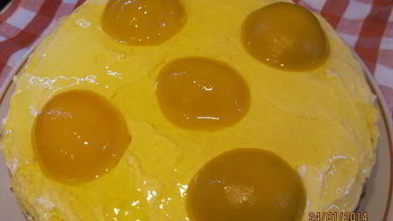 Рецепт торта яичница с персиками