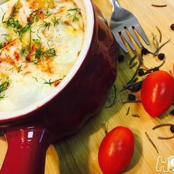 Рецепт Яичницы с грибами, грудинкой и овощами