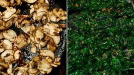 Рецепт яичницы со шпинатом и грибами в духовке