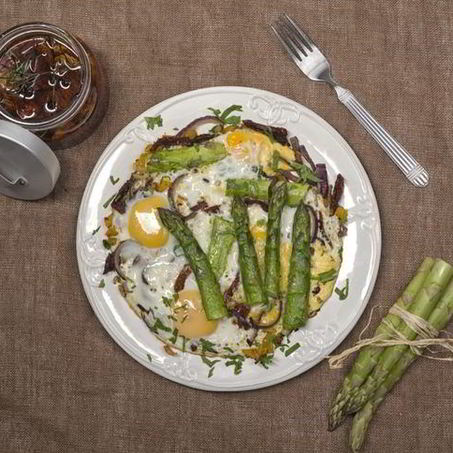 Рецепт Яичницы со спаржей