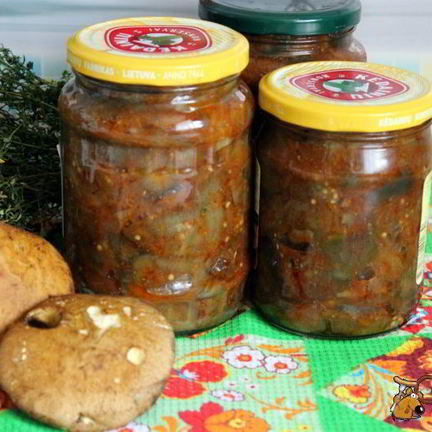 Рецепт Закуски из лесных грибов с баклажанами