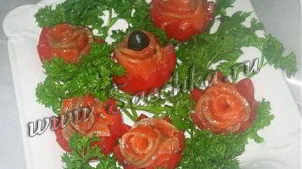 Рецепт Закуски Цветы из помидор