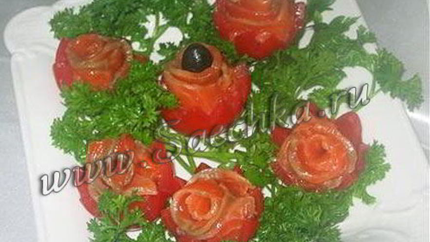 Рецепт закуски цветы из помидор
