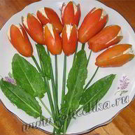 Рецепт Закуски Тюльпаны из помидоров с сыром