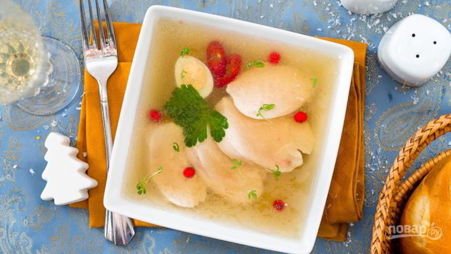 Рецепт заливного из куриного филе с овощами