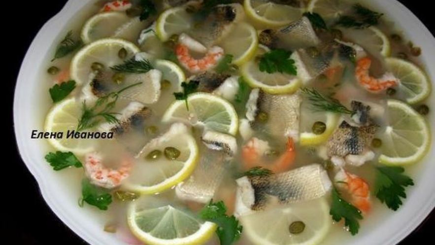 Рецепт заливного из судака и креветок