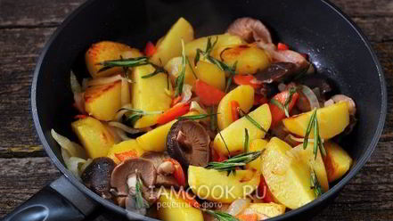 Рецепт жареной картошки с маринованными грибами
