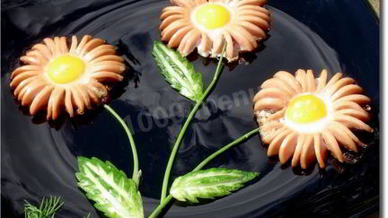 Рецепт Жареных сосисок Ромашки