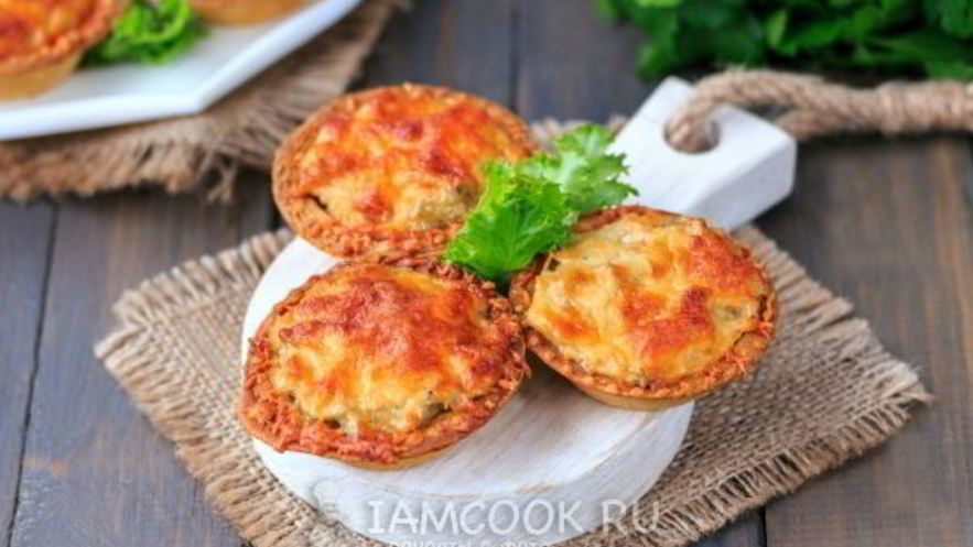 Рецепт жульена в тарталетках с грибами и сыром