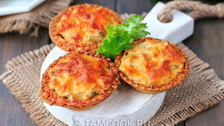 Рецепт жульена в тарталетках с грибами и сыром